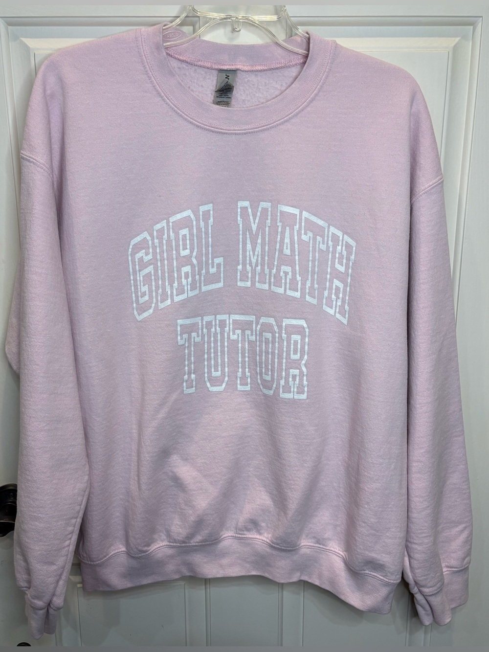 Gildan Heavy Blend Pink "Girl Math Tutor" Graphic Crewneck Sweatshirt L